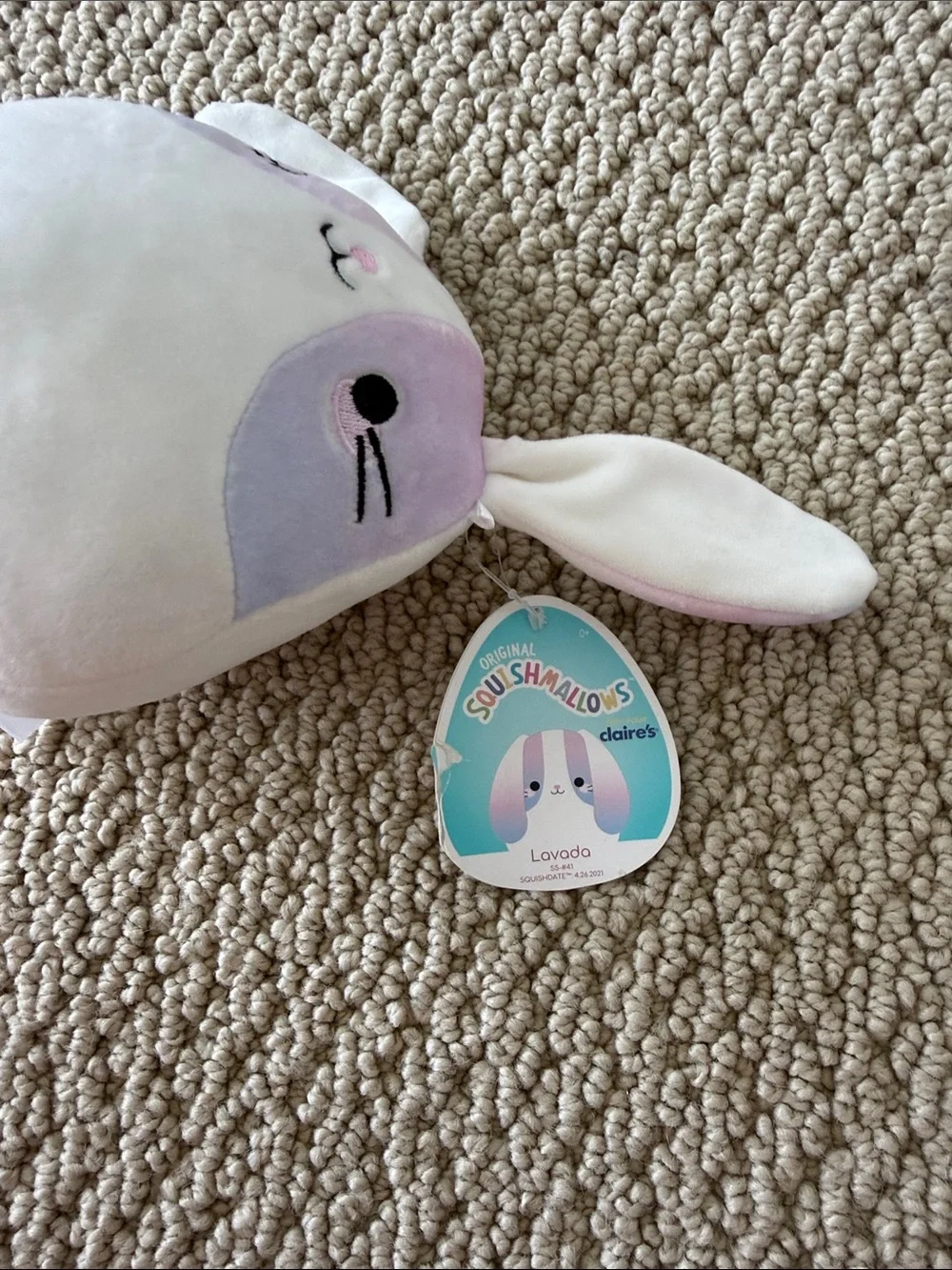Squishmallows Pink and White Bunny Plush for Small Pets